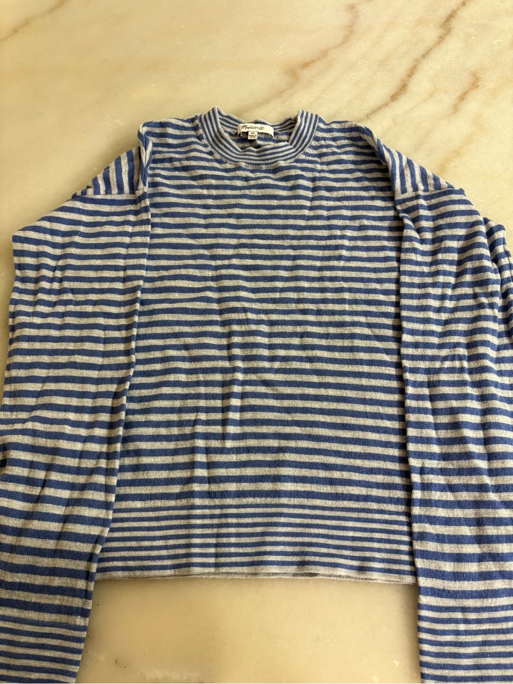 Madewell Blue & White Striped Crewneck Top Size XS